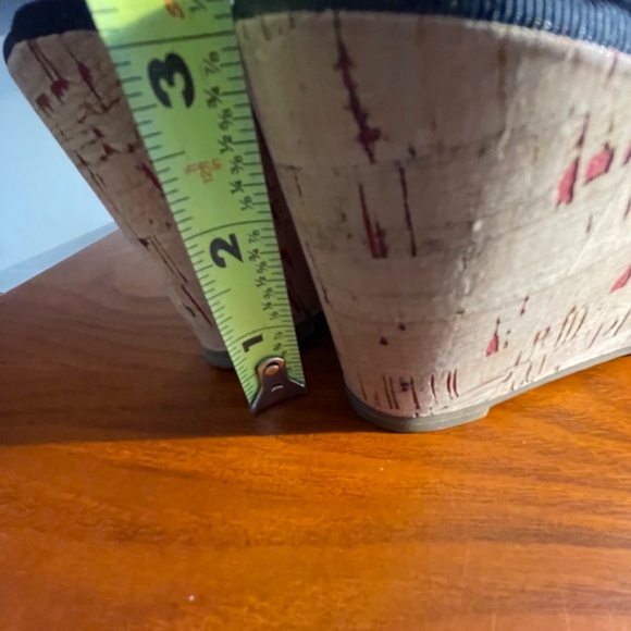 Sperry Top Sider Navy Blue/White Polka Dot Wedge Shoes With White Bow Design- N - Picture 11 of 11